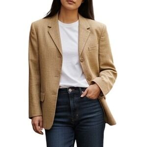 Style & Co Collection Blazer Women 16P Tan Professional Textured 3-Button Jacket